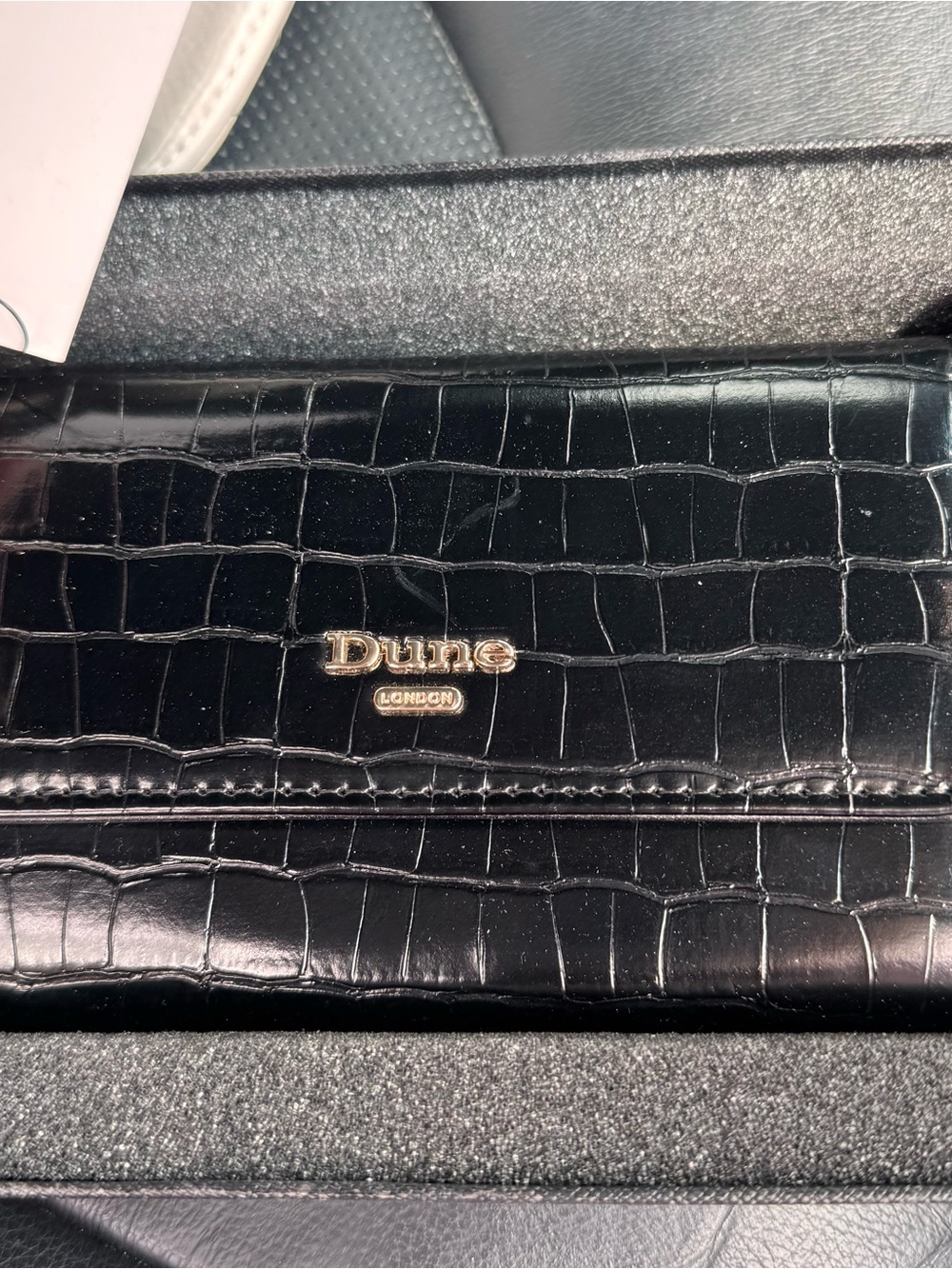Dune Croc-Embossed Black Wallet; NWT  and boxed.